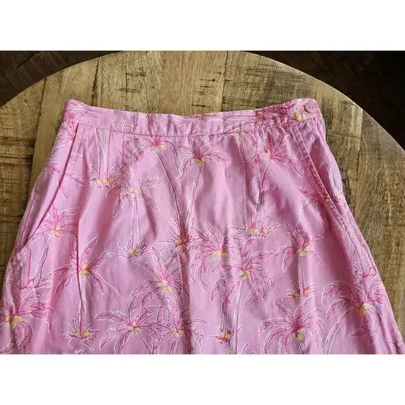 Lilly Pulitzer Vintage Pink Palm Tree Skirt Women's Size 6 Tropical Beach Resort - Picture 10 of 12
